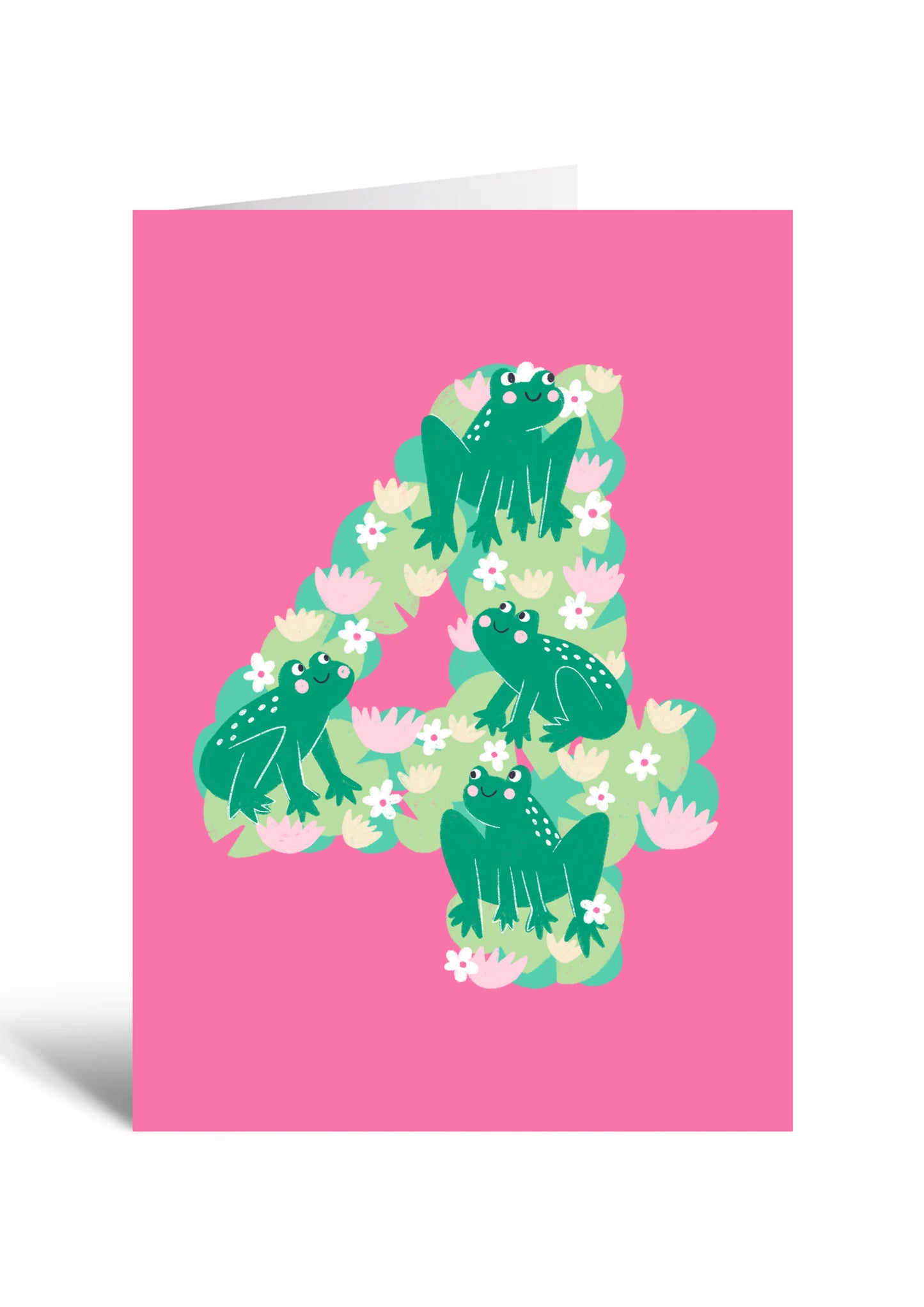 4th Birthday Frogs Age Card