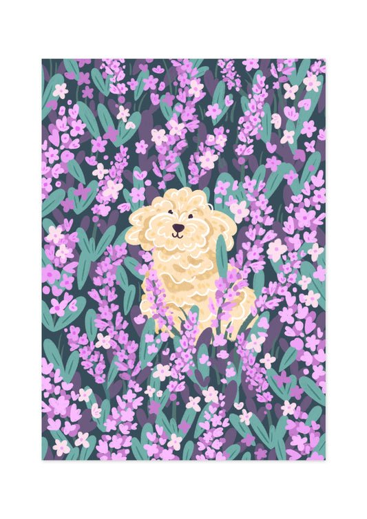 Dog in a Flower Field Print