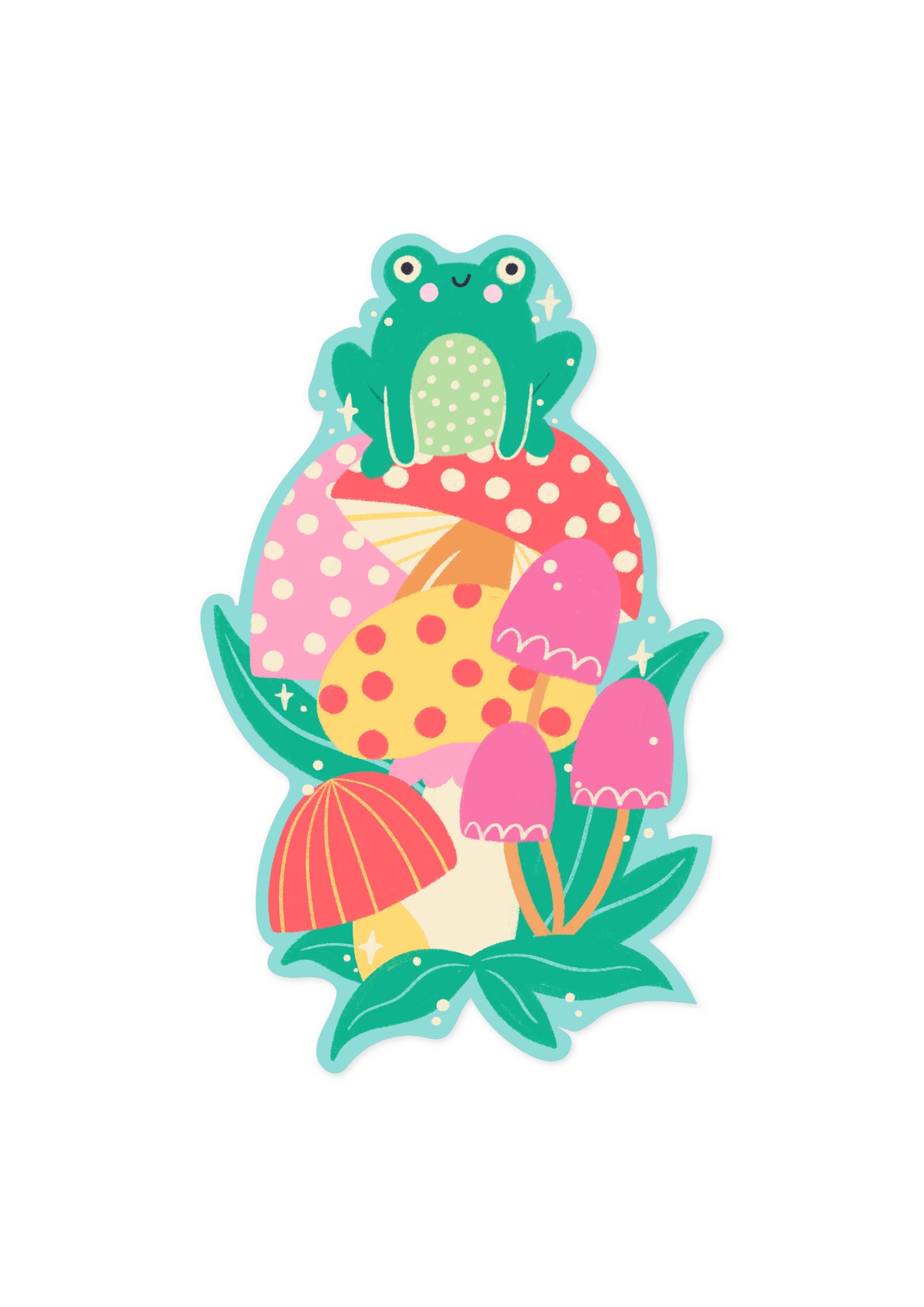 Frog and Mushrooms Sticker
